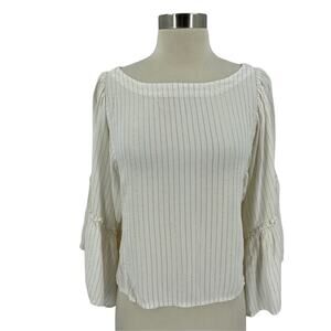 Anthropologie Floreat‎ Ottilia Bell Sleeve Metallic Top Size XS